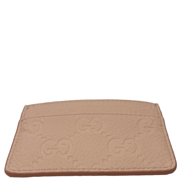 GUCCI GG Emblem Embossed Leather Card Holder Pink 815883