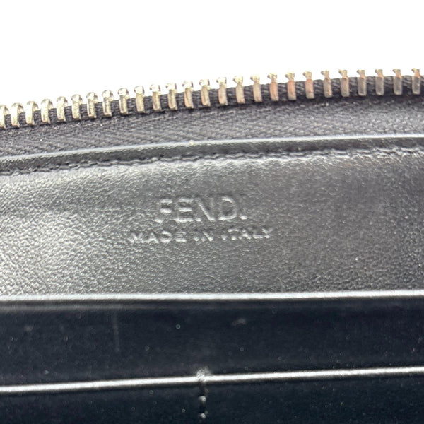 FENDI Colorful Studs Calfskin Zip Around Long Wallet Black