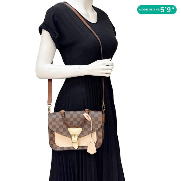 LOUIS VUITTON Beaumarchais Damier Ebene Shoulder Bag Brown