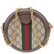 GUCCI Ophidia Mini GG Round Supreme Monogram Web Crossbody Bag Beige 550618