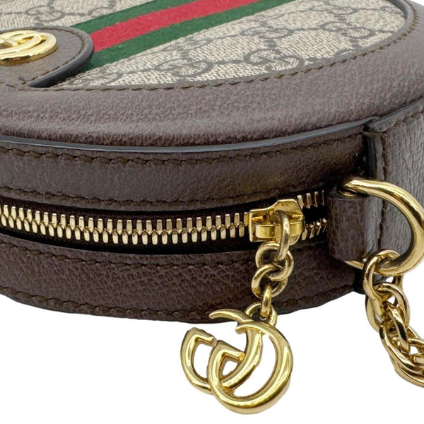 GUCCI Ophidia Mini GG Round Supreme Monogram Web Crossbody Bag Beige 550618
