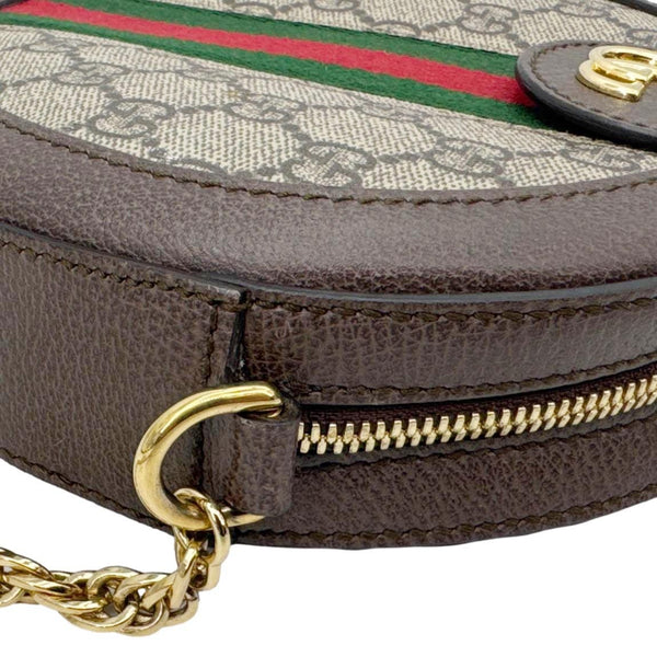 GUCCI Ophidia Mini GG Round Supreme Monogram Web Crossbody Bag Beige 550618
