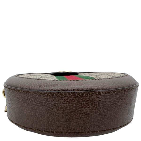 GUCCI Ophidia Mini GG Round Supreme Monogram Web Crossbody Bag Beige 550618