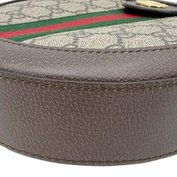 GUCCI Ophidia Mini GG Round Supreme Monogram Web Crossbody Bag Beige 550618