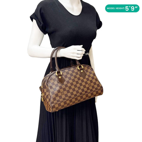 LOUIS VUITTON Duomo Damier Ebene Satchel Bag Brown
