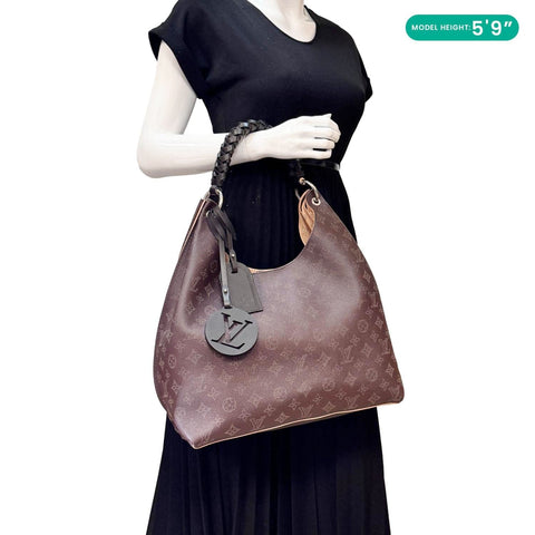 LOUIS VUITTON Carmel Mahina Leather Hobo Bag Chocolate