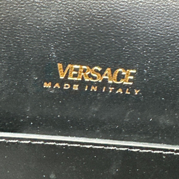 VERSACE Medusa '95 Leather Top Handle Shoulder Bag Black