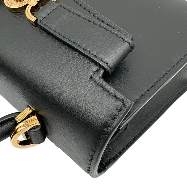 VERSACE Medusa '95 Leather Top Handle Shoulder Bag Black