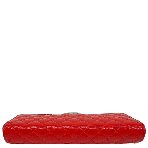 CHANEL Brilliant East West Flap Patent Calfskin Quilted Leather Shoulder Bag Red