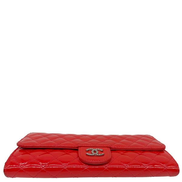 CHANEL Brilliant East West Flap Patent Calfskin Quilted Leather Shoulder Bag Red