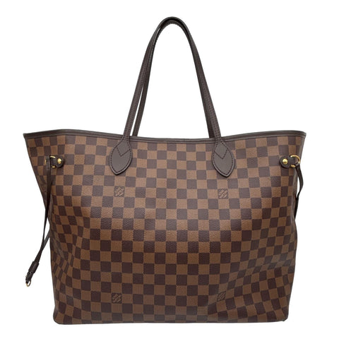 LOUIS VUITTON Neverfull GM Damier Ebene Tote Bag Brown