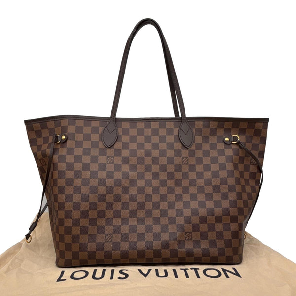 LOUIS VUITTON Neverfull GM Damier Ebene Tote Bag Brown