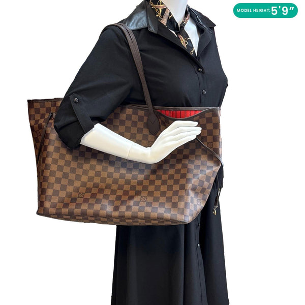 LOUIS VUITTON Neverfull GM Damier Ebene Tote Bag Brown