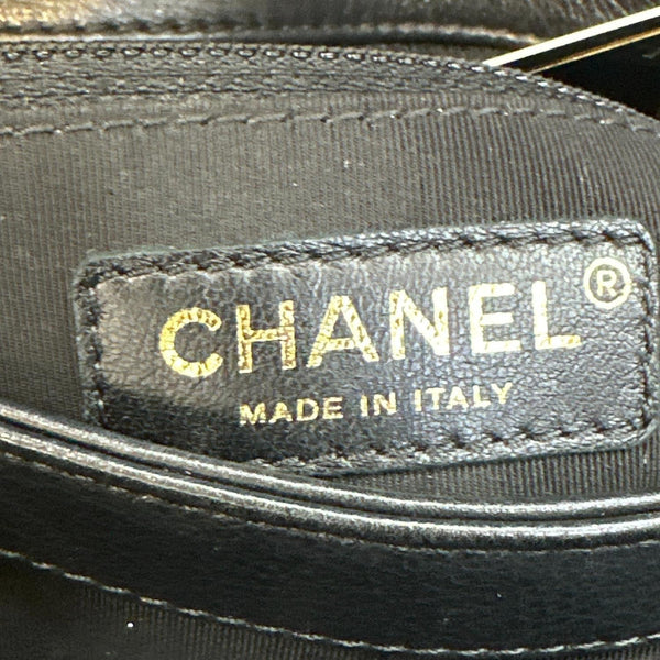 CHANEL Chic Small Chevron Calfskin Leather Top Handle Crossbody Bag Black