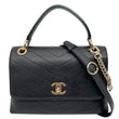 CHANEL Chic Small Chevron Calfskin Leather Top Handle Crossbody Bag Black