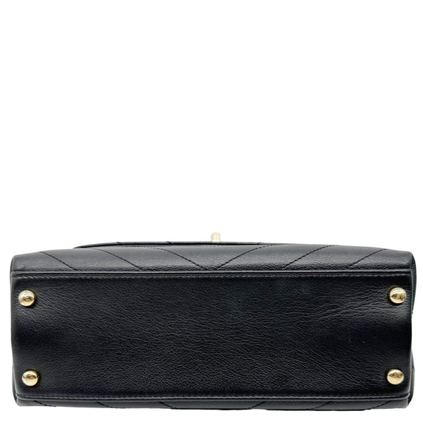 CHANEL Chic Small Chevron Calfskin Leather Top Handle Crossbody Bag Black