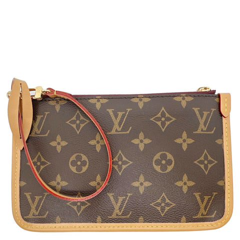 LOUIS VUITTON Neverfull Wristlet Monogram Canvas Pouch Brown