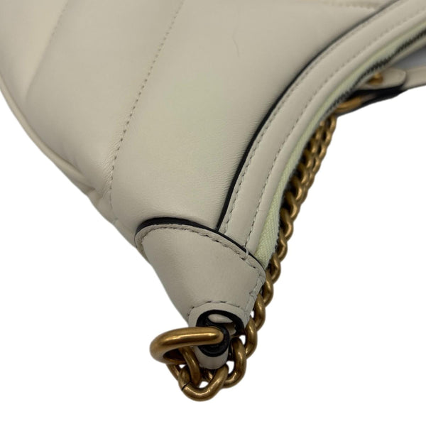 GUCCI GG Marmont Leather Shoulder Bag White 777263