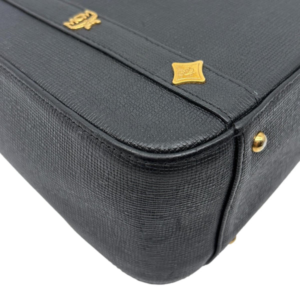 MCM Studded Saffiano Leather Tote Bag Black