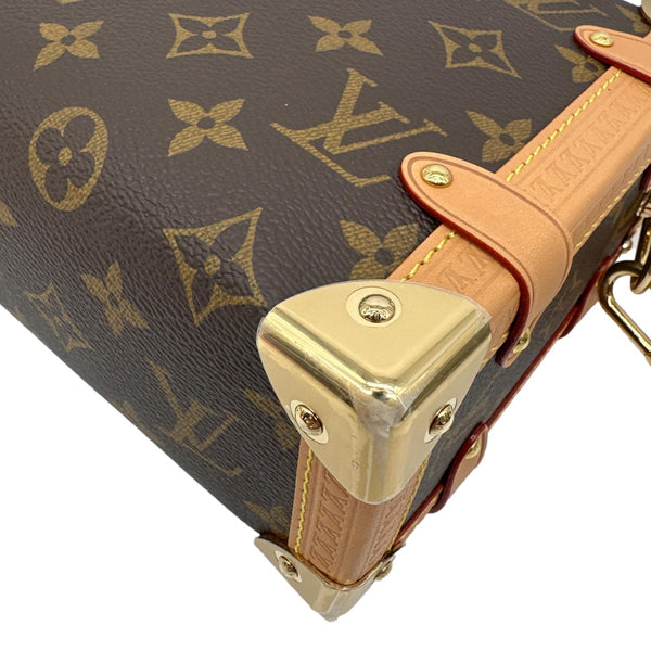 LOUIS VUITTON Side Trunk PM Monogram Canvas Tote Shoulder Bag Brown