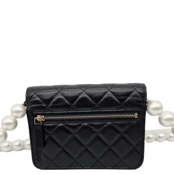 CHANEL Maxi Pearl Mini Quilted Leather WOC Crossbody Bag Black