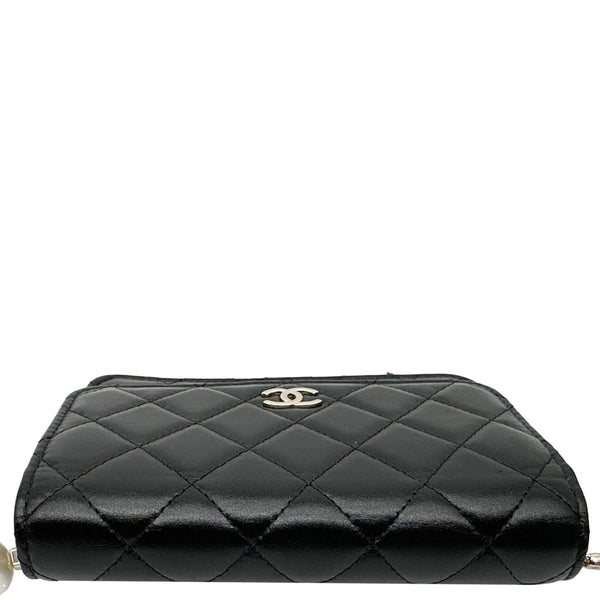 CHANEL Maxi Pearl Mini Quilted Leather WOC Crossbody Bag Black