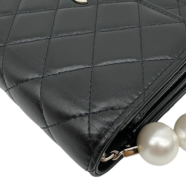 CHANEL Maxi Pearl Mini Quilted Leather WOC Crossbody Bag Black