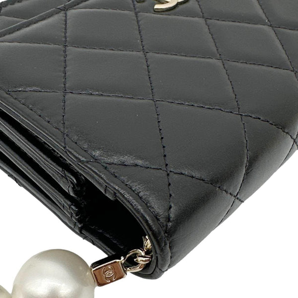 CHANEL Maxi Pearl Mini Quilted Leather WOC Crossbody Bag Black