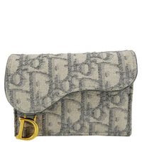 CHRISTIAN DIOR Saddle Oblique Canvas Card Holder Gray