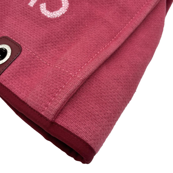 CHANEL Deauville Canvas Tote Bag Pink