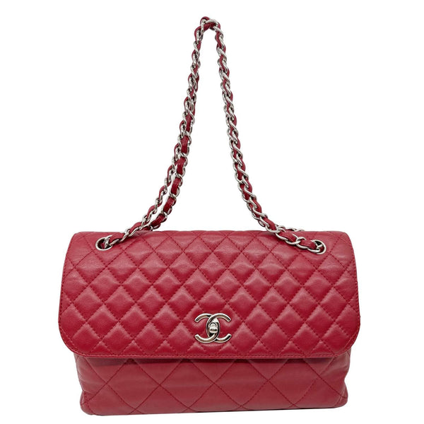 CHANEL Business Flap Quilted Calfskin Leather Crossbody Bag Red