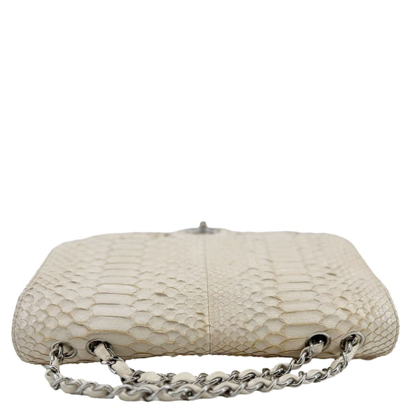 CHANEL Flap Python Leather Crossbody Bag Ivory