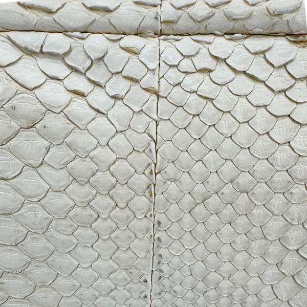 CHANEL Flap Python Leather Crossbody Bag Ivory