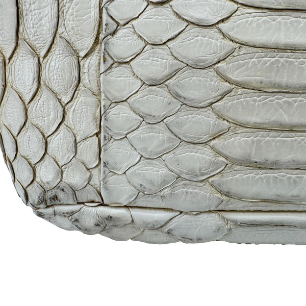 CHANEL Flap Python Leather Crossbody Bag Ivory