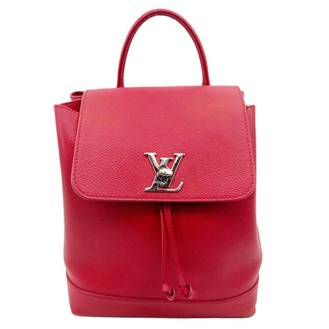 LOUIS VUITTON Lockme Calfskin Leather Backpack Red