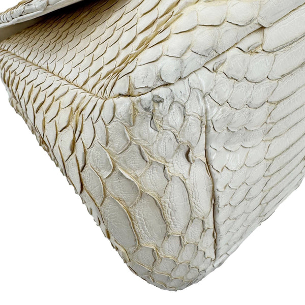 CHANEL Flap Python Leather Crossbody Bag Ivory