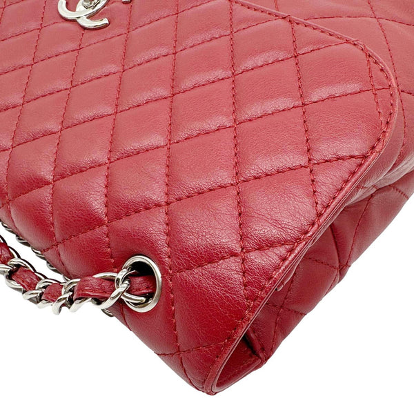 CHANEL Business Flap Quilted Calfskin Leather Crossbody Bag Red