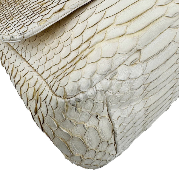 CHANEL Flap Python Leather Crossbody Bag Ivory