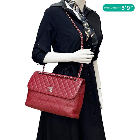 CHANEL Business Flap Quilted Calfskin Leather Crossbody Bag Red