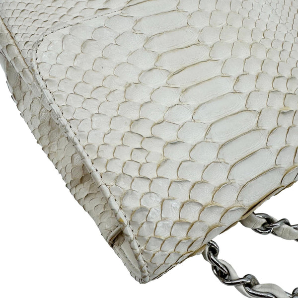 CHANEL Flap Python Leather Crossbody Bag Ivory