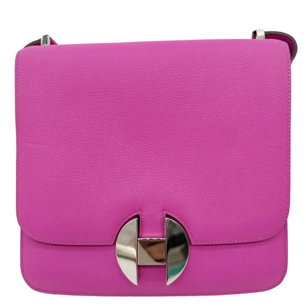 HERMES Evercolor 2002 Calfskin Leather Crossbody Bag Magnolia