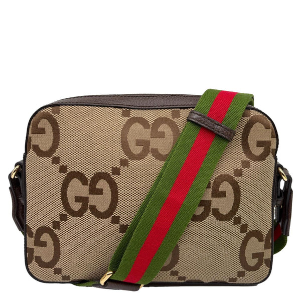 GUCCI GG Monogram Jumbo Canvas Dollar Web Messenger Bag Beige 675891