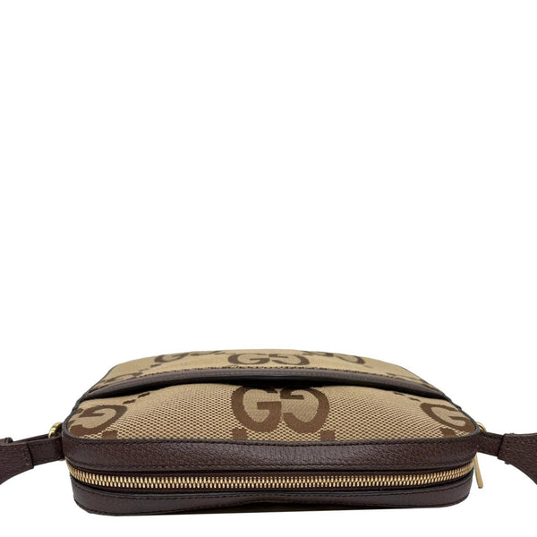 GUCCI GG Monogram Jumbo Canvas Dollar Web Messenger Bag Beige 675891