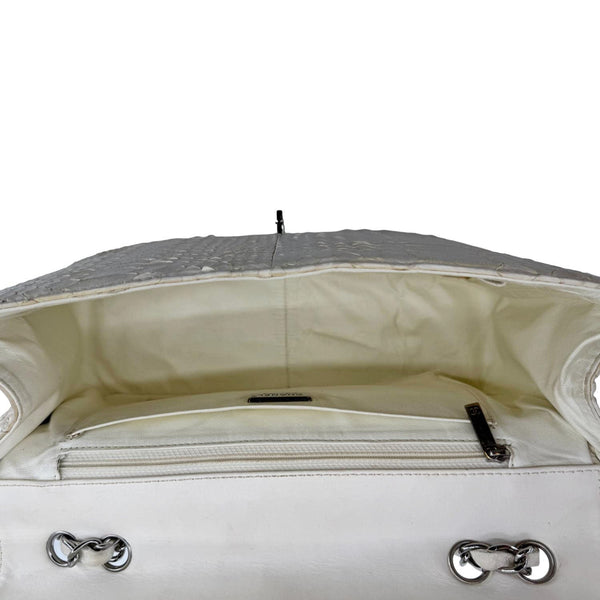 CHANEL Flap Python Leather Crossbody Bag Ivory