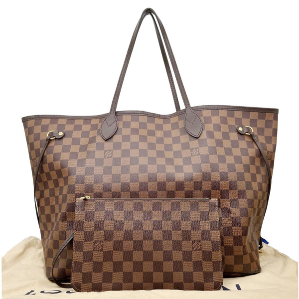 LOUIS VUITTON Neverfull GM Damier Ebene Tote Bag Brown