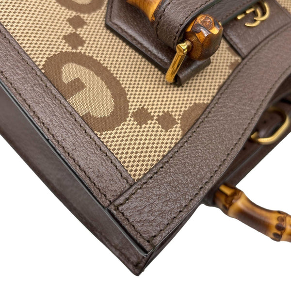 GUCCI Diana Bamboo Small GG Jumbo Canvas Tote Bag Beige 660195