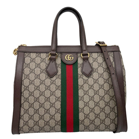 GUCCI Ophidia Medium GG Supreme Tote Shoulder Bag Beige 524537