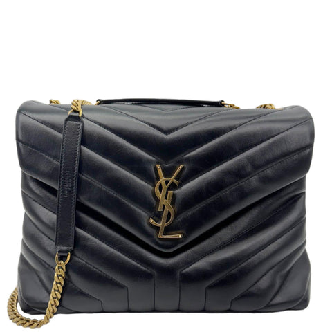 YVES SAINT LAURENT Loulou Medium Quilted Leather Crossbody Bag Black