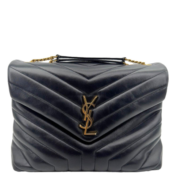 YVES SAINT LAURENT Loulou Medium Quilted Leather Crossbody Bag Black
