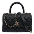 CHANEL Coco Handle Flap Mini Quilted Caviar Leather Crossbody Bag Black